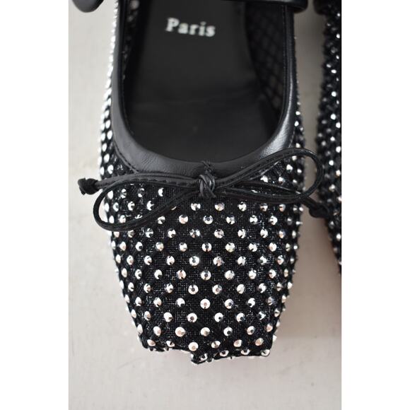 Christian Louboutin Mamastrapitina Flat Black Crystal Mesh Ballet Ballerina 38.5 - Picture 7 of 16